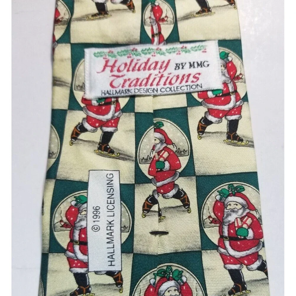 Men's Necktie Silk Holiday Traditions By Hallmark Made USA Vintage Santa Holiday